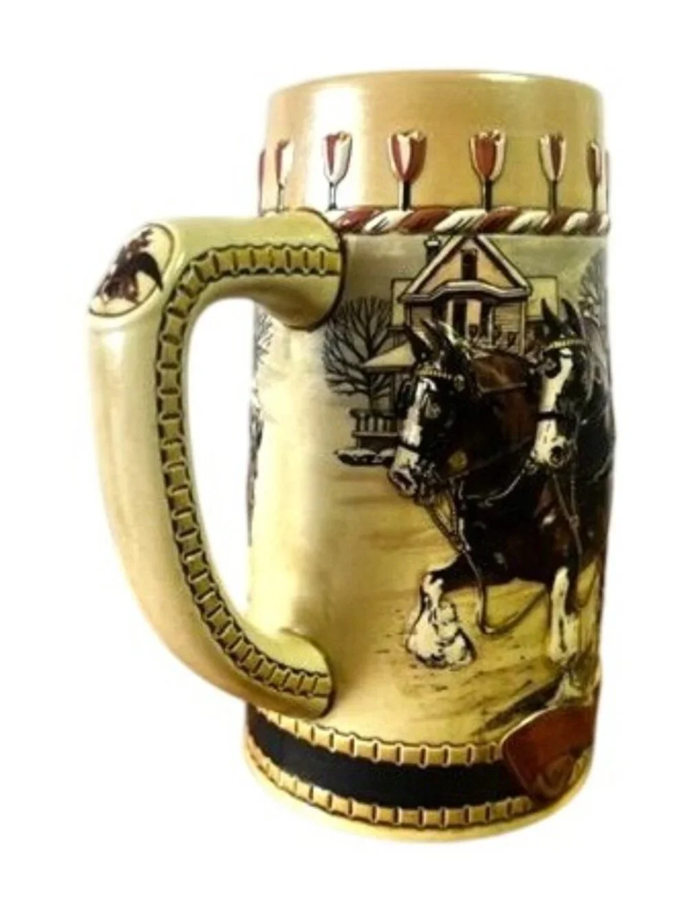 Vintage 1986 Budweiser Holiday Stein, part of the Collector 